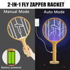 Endbug 2 in 1 Bug Zapper Racket, Dual Modes Electric Fly Swatter with Purple Attracting Light, Hangable Mosquito Zapper, Handheld Fly Zapper for Indoor & Outdoor (Not Rechargeable)