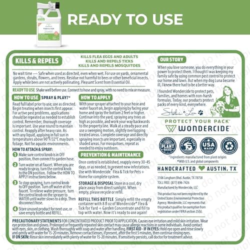 Wondercide - Flea, Tick, and Mosquito Yard Spray Refill Starter Kit - Powered by Natural Essential Oils – Insect Killer and Repellent - Lawn Treatment - 32 oz Ready to Use and 16 oz Concentrate
