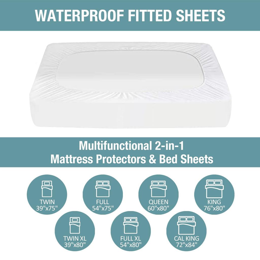 Bedecor Queen Mattress Protector Waterproof Cotton Mattress Cover Pee Proof Liquid Proof Pet Incontinence Elderly Essentials Bed Cover Fitted Sheet Deep Pocket for 9-18 inch Mattress