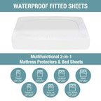 Bedecor Queen Mattress Protector Waterproof Cotton Mattress Cover Pee Proof Liquid Proof Pet Incontinence Elderly Essentials Bed Cover Fitted Sheet Deep Pocket for 9-18 inch Mattress