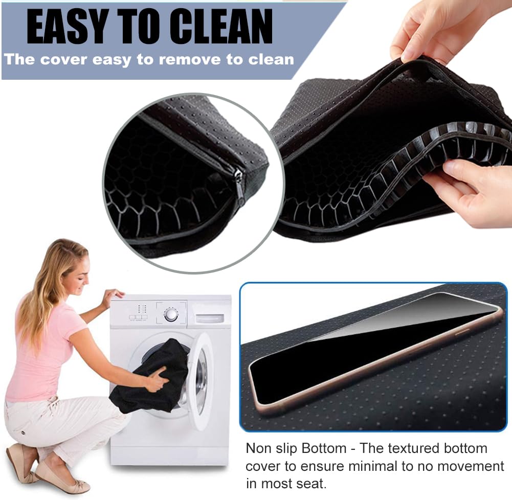 20" Gel Seat Cushion for Long Sitting(Jumbo&Thick) – Office Chair Cushion – Wheelchair Cushions for Pressure Sores – Non-Slip Desk Chair Car Seat Cushion Driving – Sciatica & Back Pain Relief