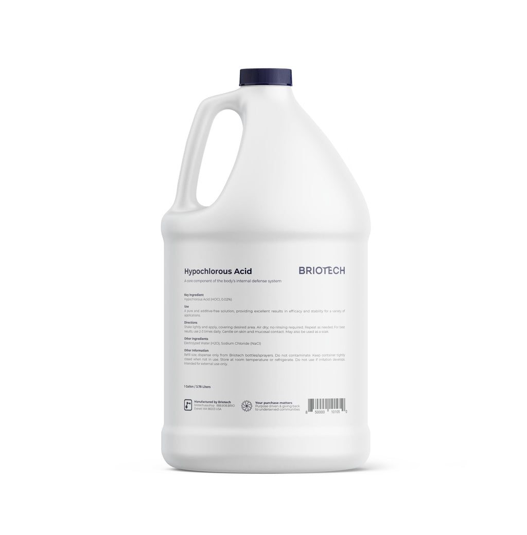 BRIOTECH Pure Hypochlorous Acid Spray and Cleanser, Original Premium HOCl Topical Solution, Multi-Purpose Cleaner, Family Approved & Pet Friendly, 1 gal ea, 2 ct