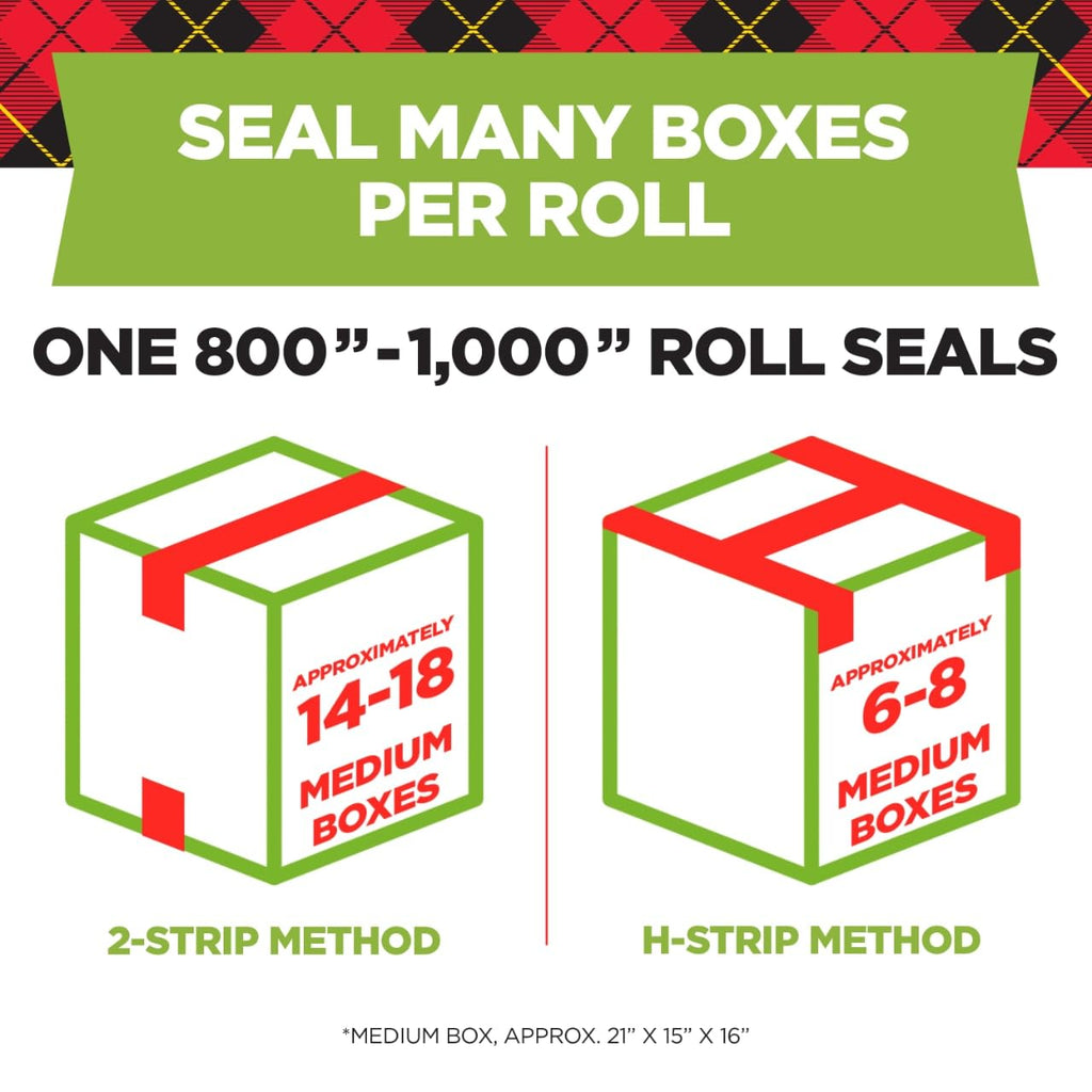 Sure Start Packing Tape, Clear, Quiet Unwind and Easy Start, 1.88 in. x 22.2 yd., 6 Tape Rolls with Dispensers