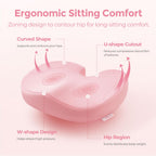 AMOOS Stylish Pink Seat Cushion, Ergonomic Wider Office Chair Cushion Enhances Posture with Lasting Support for Sciatica & Hip Pain Relief, Memory Foam Cushion for Office & Home Chair, Car Seat