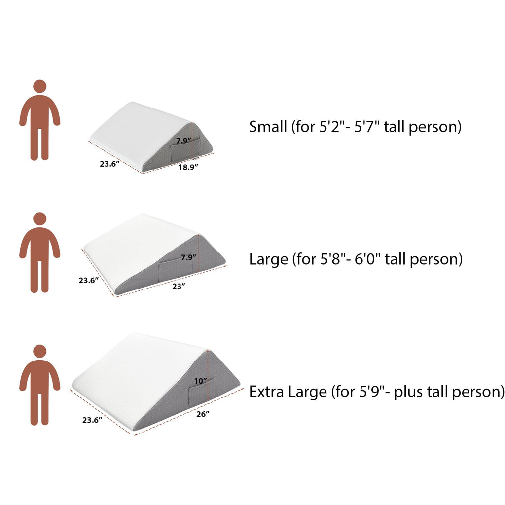 Knee Wedge Pillow, Memory Foam Leg Pillow Bed Wedge for Sleeping, Post Surgery Triangle Pillow Wedge for Knee Support, Leg Elevation, Knees Hip Back Pain Relief (23.6" x 26" x 10", Extra Large, White)