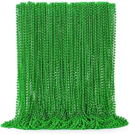 72PCS Green Bead Necklace, Mardi Gras Beads Necklace Accessories Bulk, Mardi Gras Xmas Necklaces Women Men, Parade Throw Accessories for Wedding Birthday Mardi Gras St. Patricks Christmas Decorations