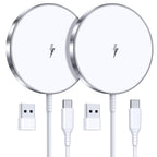 Magnetic Wireless Charger 15W Fast Mag Safe Charger for Cell Phone 16 Pro Max/16 Pro/16 Plus/16/15/14/13/12 Series 2 Pack Charging Pad for AirPods 3/2/Pro 2/Pro Mag-Safe Original Replacement
