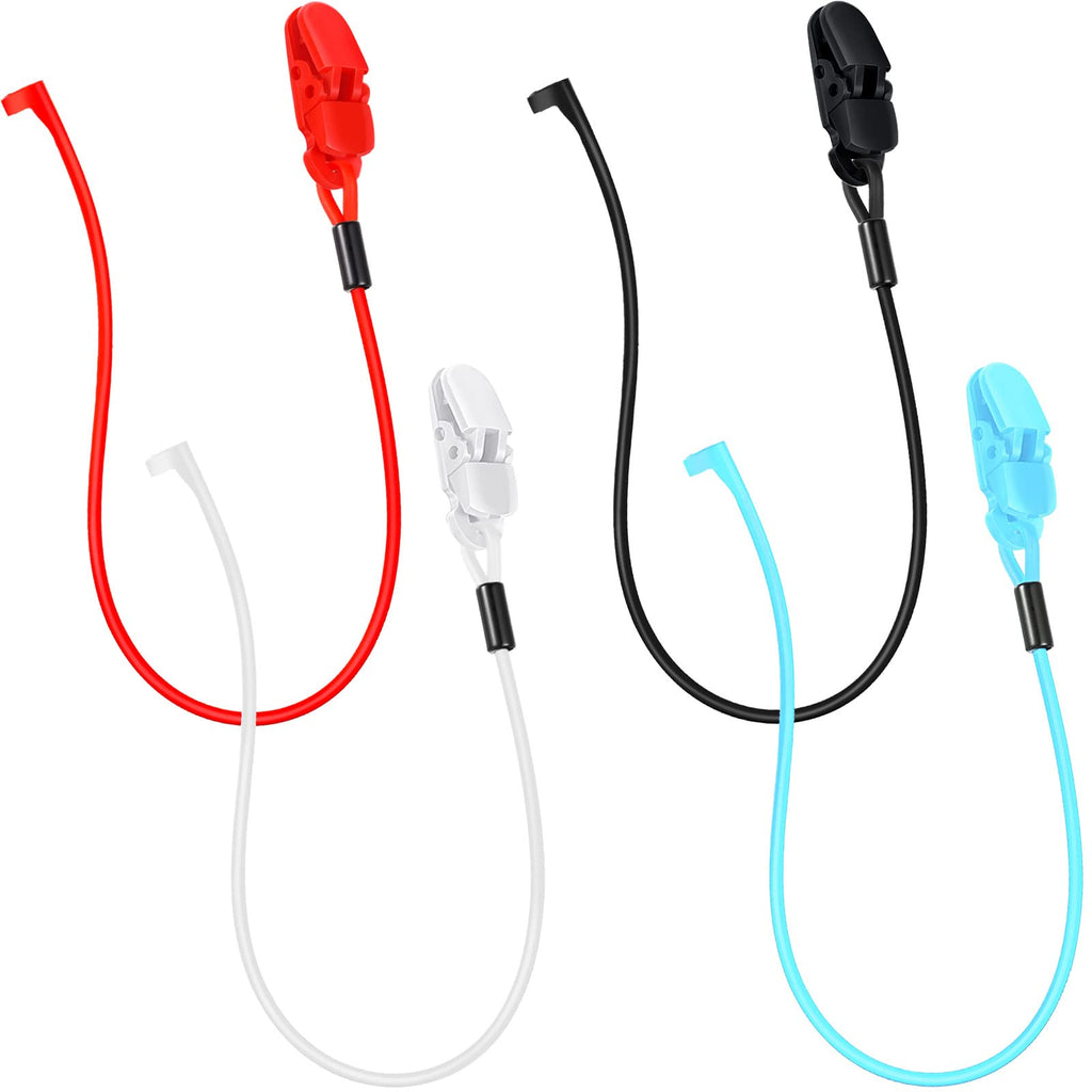 BBTO 4 Pieces Hearing Aid Clips Adjustable Hearing Aid Clip Holder Anti-Lost Hearing Aid Lanyard for Adults, 4 Colors (Single-Ear Style)