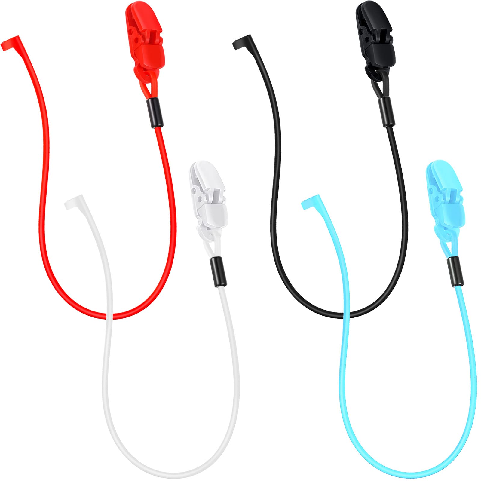 BBTO 4 Pieces Hearing Aid Clips Adjustable Hearing Aid Clip Holder Anti-Lost Hearing Aid Lanyard for Adults, 4 Colors (Single-Ear Style)