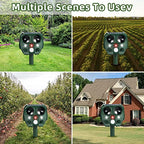 Jahy2Tech Ultrasonic Animal Repeller Solar Animal Deterrent with LED Flash Lights & Alarm Outdoor Waterproof Repellent for Cat Rodent Squirrel Dog Rabbit Raccoon Skunk Fox Deer