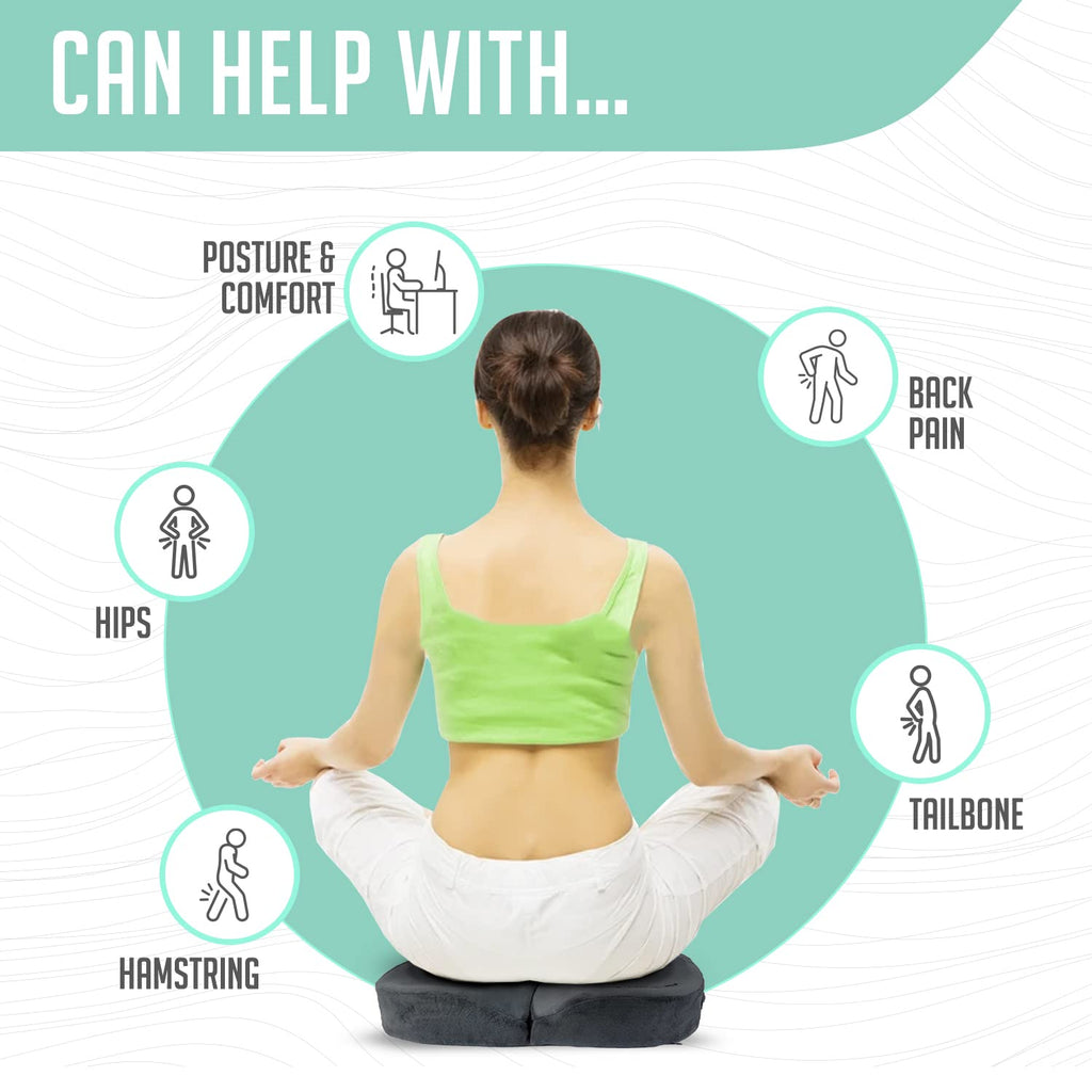 Cushy Tushy Foldable Sit Bone Seat Cushion - for Sit Bone Pain, Hip, Butt, Ischial Tuberosity, Hamstrings, and Sciatica Pain Relief - for Home, Office, and Driving…
