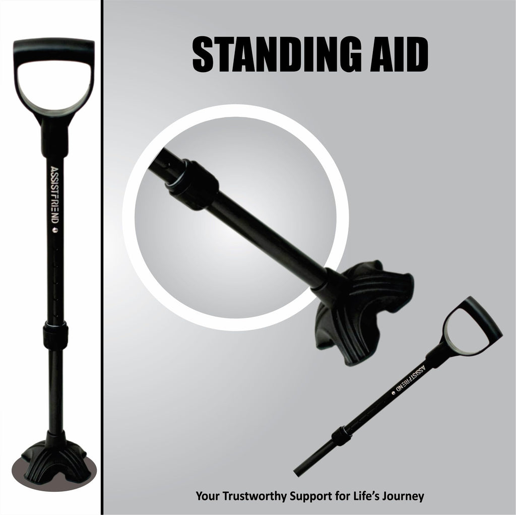 ASSISTFRIEND Adjustable Mobility Aid Lift Assist Support for Seniors - Elevate Assistance from Floor, Ideal for Elderly with Knee/Hip/Back Challenges, Black