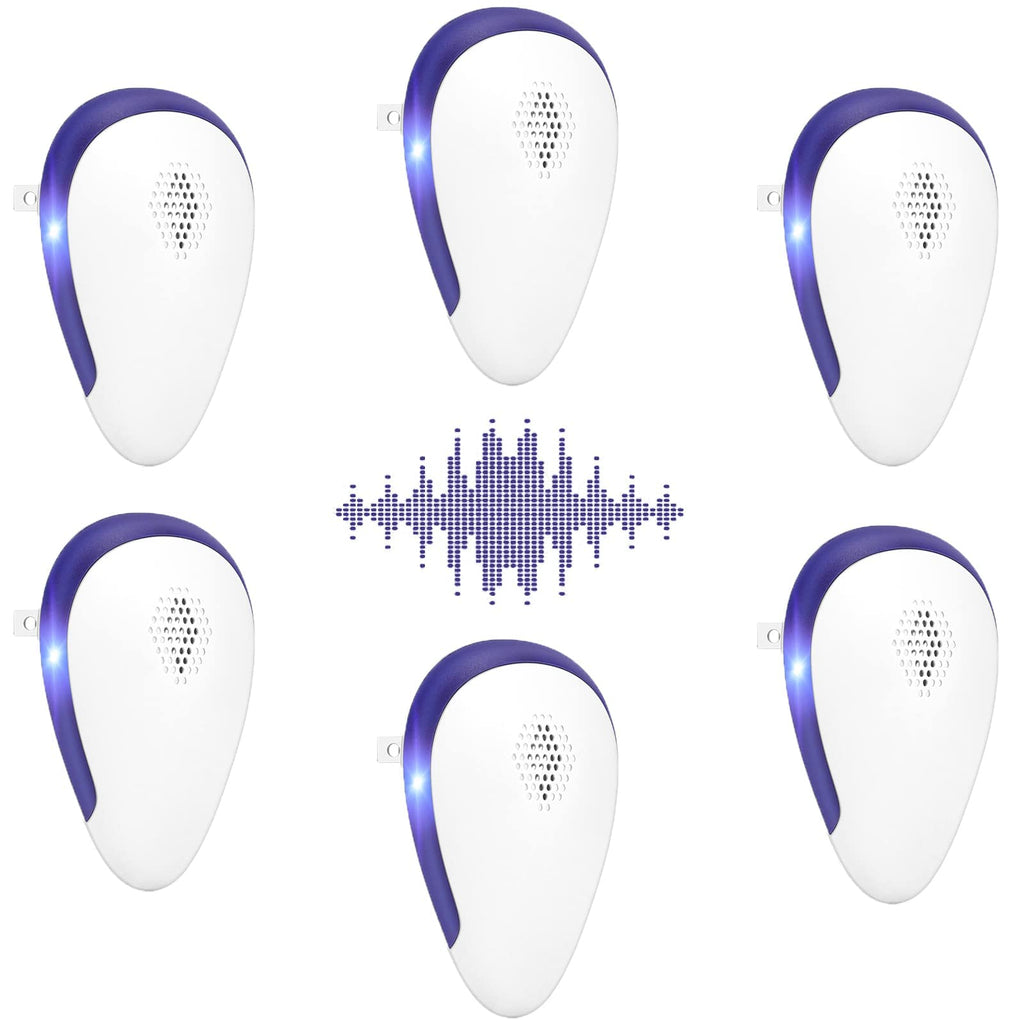 TIMIROYA Ultrasonic Pest Repeller, Pest Repellent Ultrasonic Plug in, Pest Repeller Indoor 6 Pack for Bugs Insects Roaches Mice Rodents Mosquitoes, White