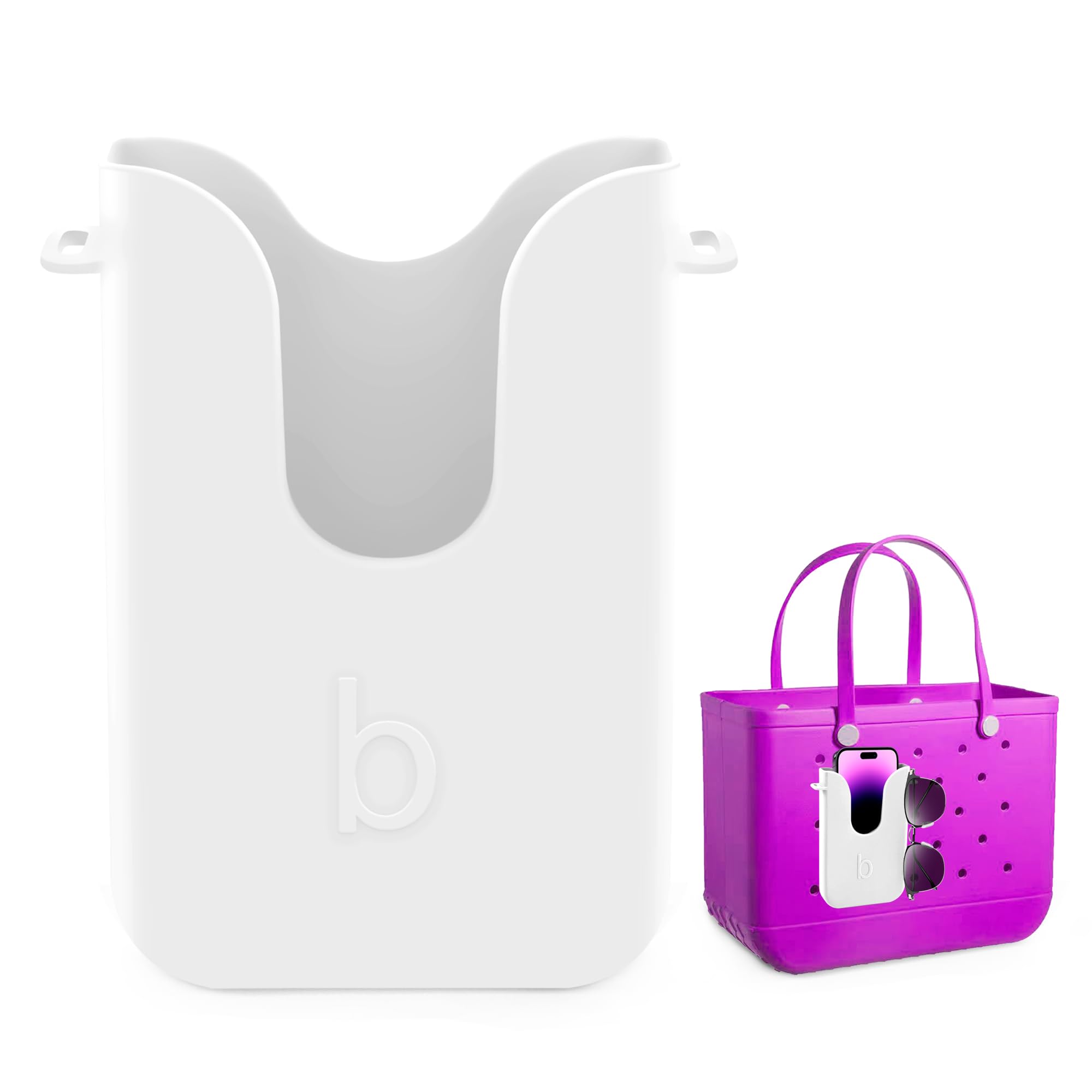 Silicone Phone Holder for Bogg Bags, Compatible Phone Case Attachment & Similar Beach Tote Bag Accessory – Ideal Holder for Bogg, White