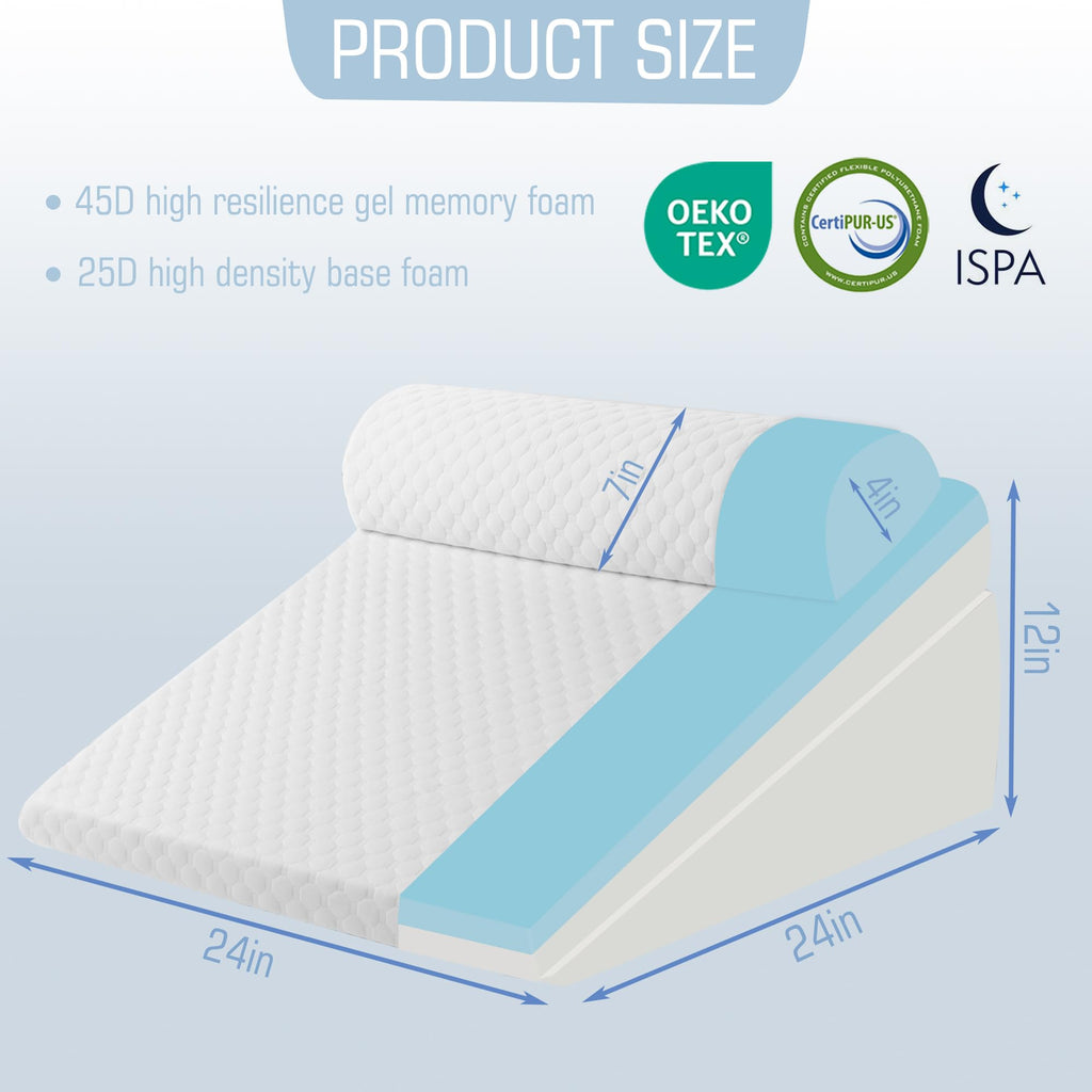 Ziiyllean Bed Wedge Pillow for Sleeping 3Pcs, Adjustable 4.5&7.5&12 Inch Memory Foam Wedge Pillow, Triangle Wedge Pillow Post Surgery Pillow for Acid Reflux, Heartburn, Snoring, Legs and Back Pain