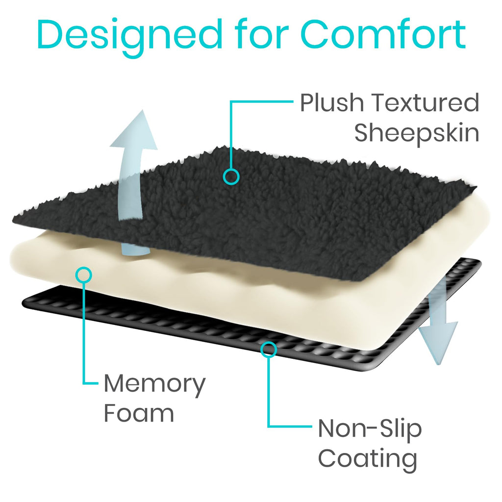 Vive Wheelchair Armrest Cover (Pair) - Memory Foam Sheepskin Pad for Office & Transport Chair - Soft Support Cushion Accessories for Padded Arm Rest, Kids, Adults - Comfort Padding Pressure Relief