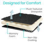Vive Wheelchair Armrest Cover (Pair) - Memory Foam Sheepskin Pad for Office & Transport Chair - Soft Support Cushion Accessories for Padded Arm Rest, Kids, Adults - Comfort Padding Pressure Relief