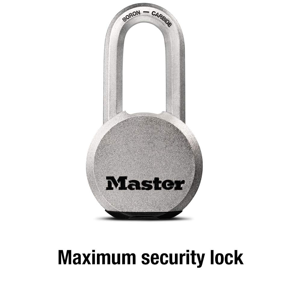 Master Lock Magnum Heavy Duty Solid Steel Silver Padlock with Key, Cut Resistant Gate Locks for Outdoor Fence or Shed, 14/32 x 2 x 15/16 Inches, M930XKADLH