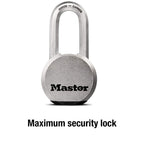 Master Lock Magnum Heavy Duty Solid Steel Silver Padlock with Key, Cut Resistant Gate Locks for Outdoor Fence or Shed, 14/32 x 2 x 15/16 Inches, M930XKADLH