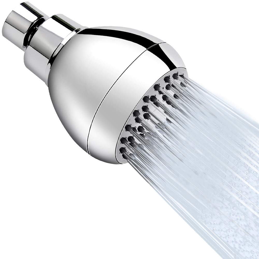 High Pressure Shower Head 3 Inches Anti-clog Anti-leak Fixed Showerhead Chrome with Adjustable Swivel Brass Ball Joint for Relaxing and Comfortable Shower Experience