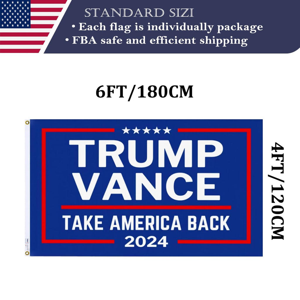 Double Sided Blue Trump Vance 2024 Flag 4x6 Made in USA Outdoor Heavy Duty 3 Ply Polyester Trump Take America Back Flag with White Starting Tape and 2 Brass Grommets