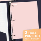Spiral Notebooks, 1-Subject, 5 Pack, College Ruled Paper, 8" x 10-1/2", 70 Sheets per Notebook,3-Hole Punched Paper, Pink,Purple, Blue, Green, Yellow Spiral Lined Notebooks for School,Work