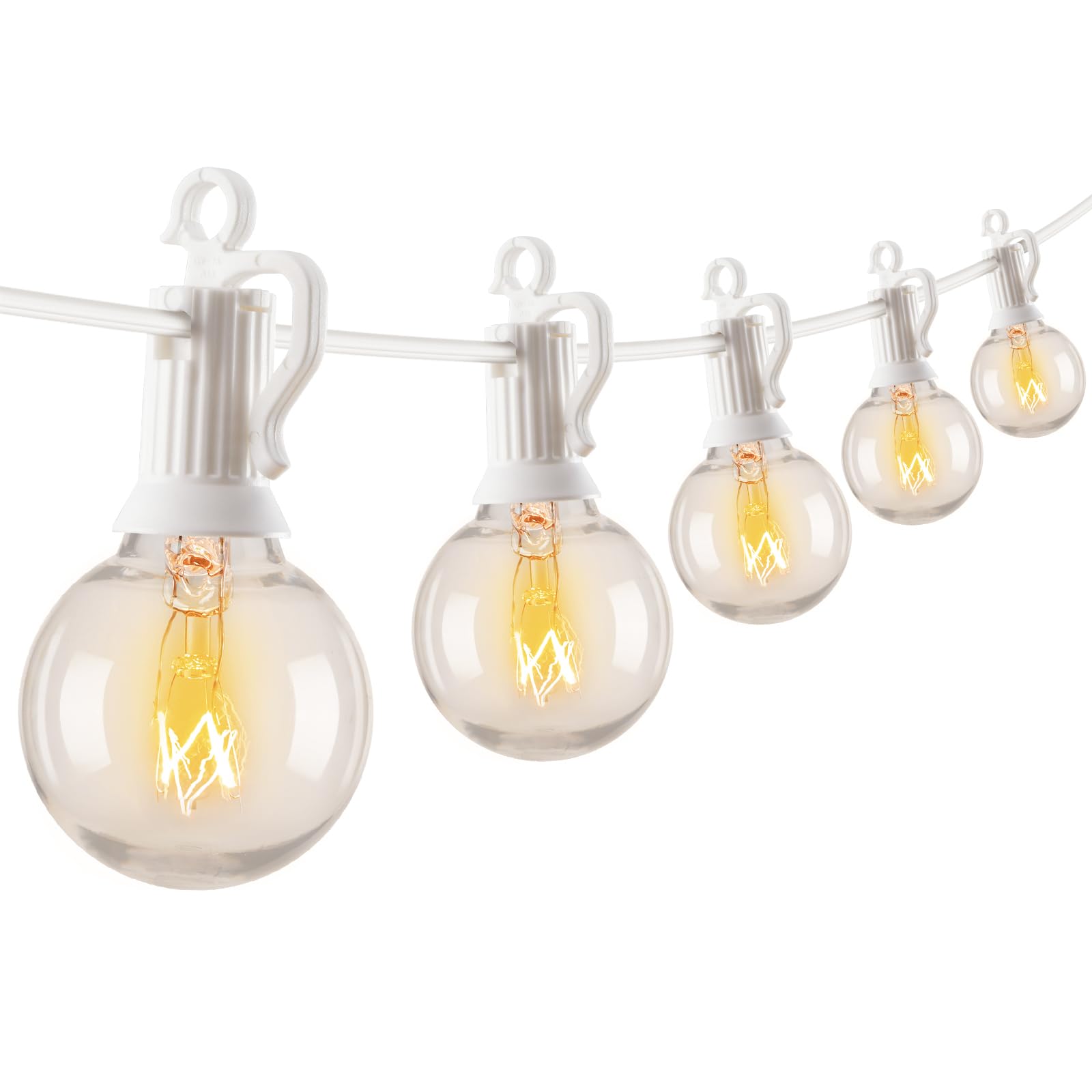 Outdoor String Light 25Feet G40 Globe Patio Lights with 27 Edison Glass Bulbs(2 Spare), Waterproof Connectable Hanging Christmas Lights for Backyard Porch Balcony Party Xmas Decor, E12 Socket Base