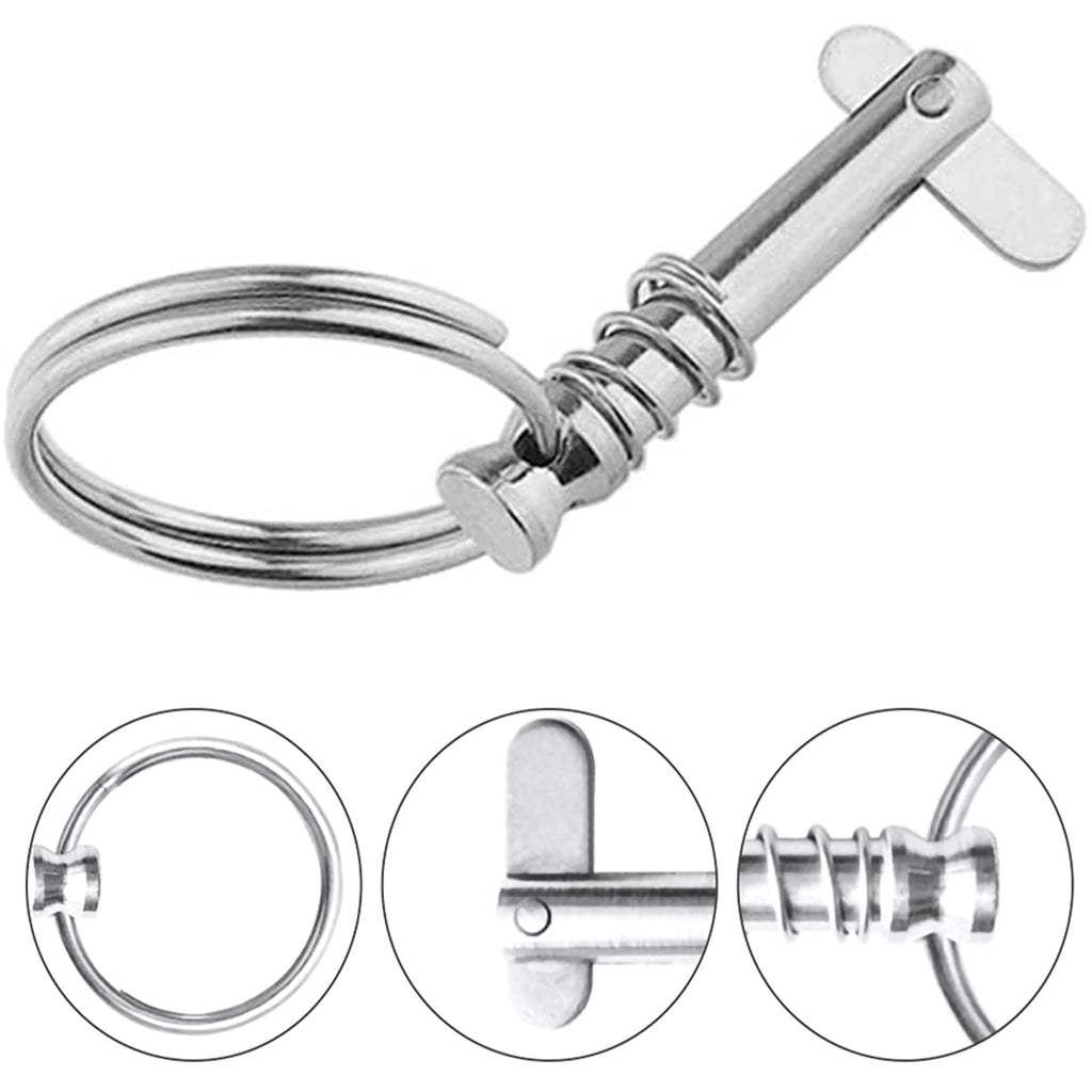 SAUTOP 4Pcs 316 Stainless Steel 1/4 Inch Quick Release Pin with Ring and Spring for Boat Bimini Top Deck Hinge Marine Hardware
