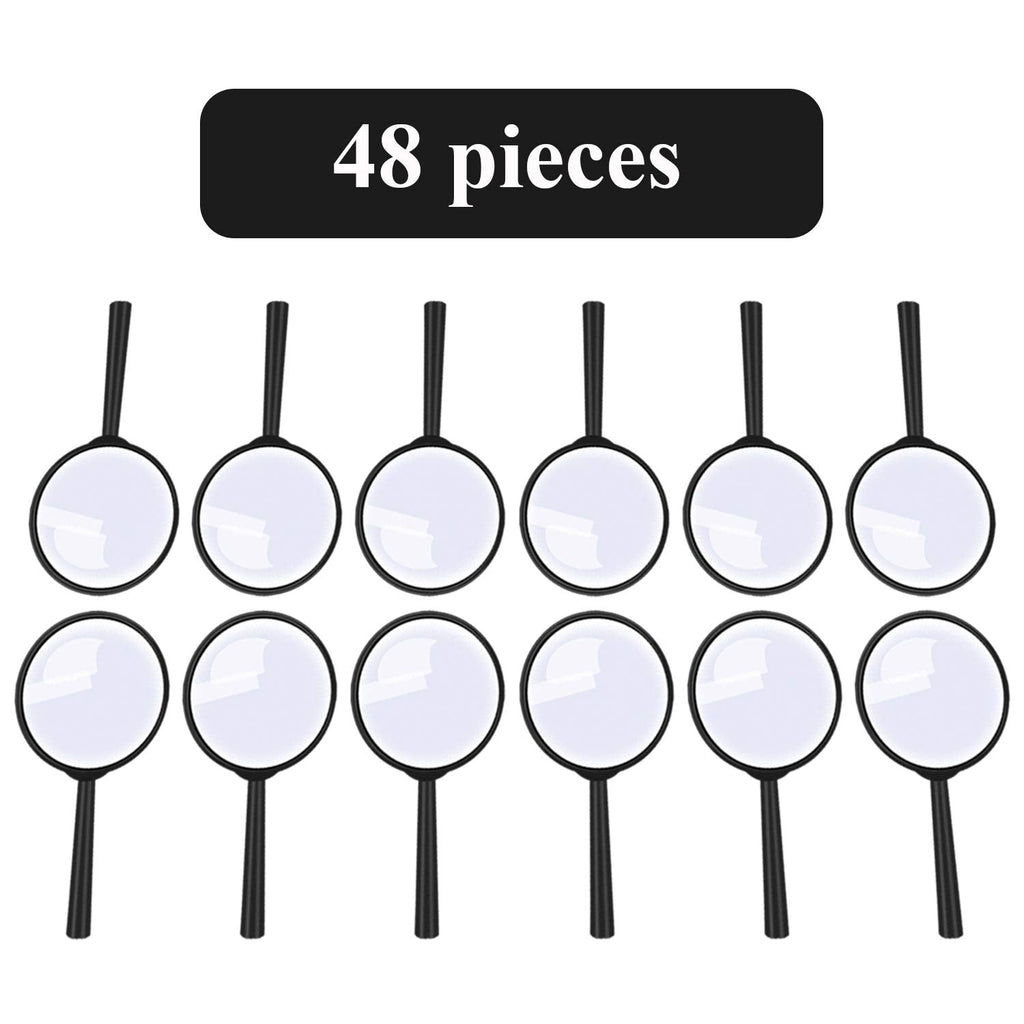 Elcoho 48 Pack Handheld Magnifier Plastic Magnifying Glass for Reading Jewelry Home Office Desk Accessories with Storage Bag