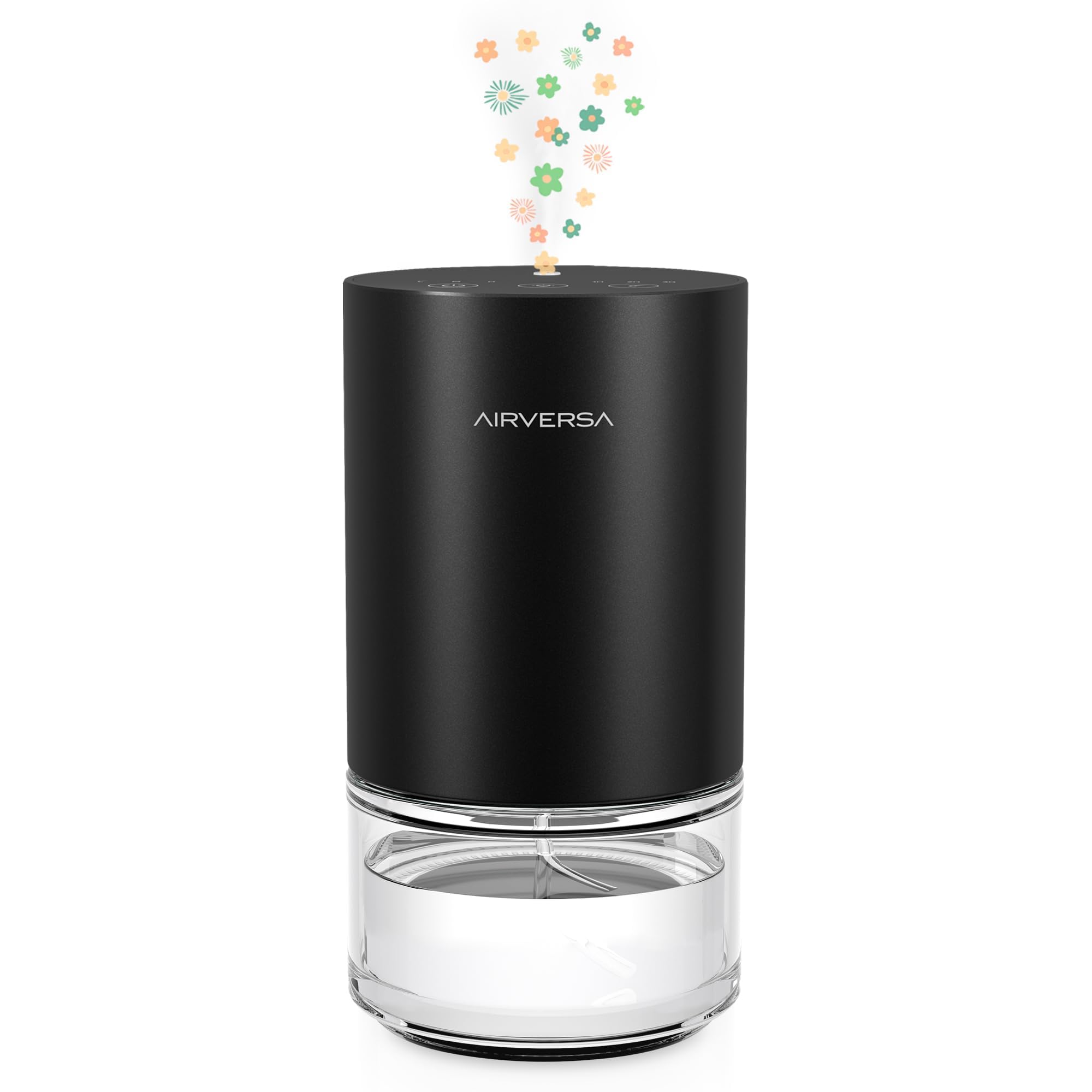 Waterless Diffuser for Essential Oil Nebulizer 100ml Battery Operated Aromatherapy Mini Scent Machine Atomizing Diffuser 1/2/3H/Time-Off 3 Mist Level 3 Lighting Effects (Scenta+ Black)
