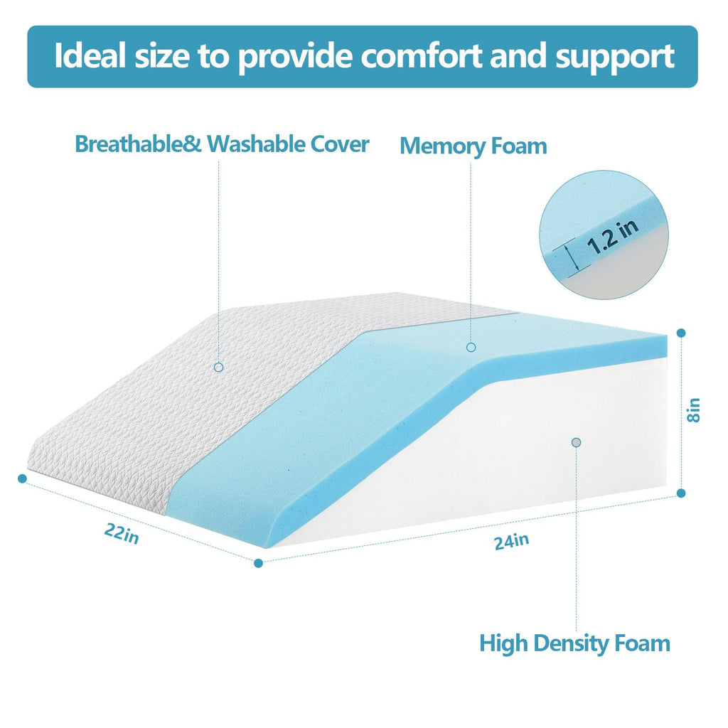 Nordjager Leg Pillow for Elevation & Support, 24"x22"x8" Memory Foam Cushion with Grey White Patterned Polyester Cover, Ideal for Improving Circulation & Relaxing Leg
