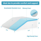 Nordjager Leg Pillow for Elevation & Support, 24"x22"x8" Memory Foam Cushion with Grey White Patterned Polyester Cover, Ideal for Improving Circulation & Relaxing Leg