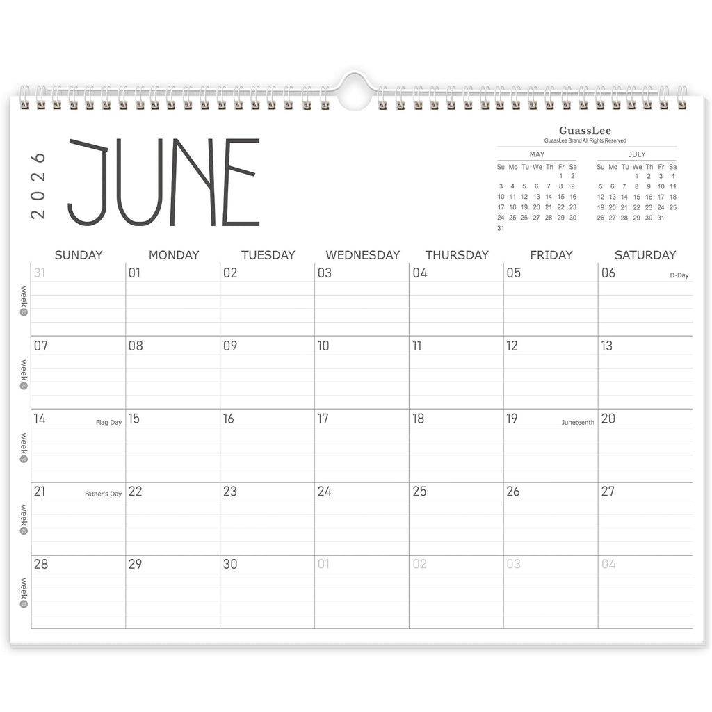 Wall Calendar 2026, 2026-2027 Calendar Wall from Jun. 2026 to May 2027, 14" X 11" Paper Monthly Planner Wall Hanging Calendar with Thick Paper for Office Home Planning & Organizing