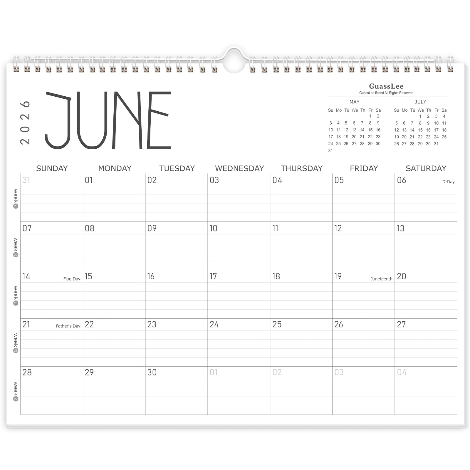 Wall Calendar 2026, 2026-2027 Calendar Wall from Jun. 2026 to May 2027, 14" X 11" Paper Monthly Planner Wall Hanging Calendar with Thick Paper for Office Home Planning & Organizing