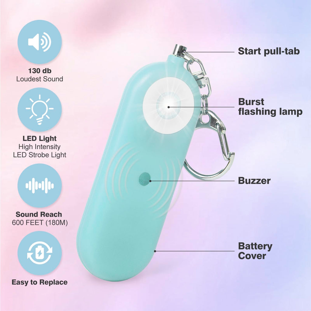 MtMinn Personal Safety Alarm for Women - 130dB Self Defense Keychains Siren Whistle, Replaceable Battery with SOS LED Strobe Light - Emergency Security Safe Protection Devices for Kids Elderly