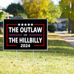 The Outlaw And The Hillbilly Trump Vance 2024 President Voting Yard Sign Outdoor Lawn Garden Sign with Metal Stake