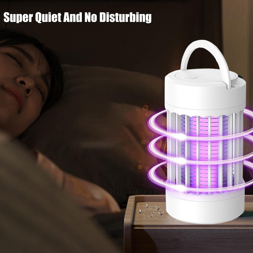 Bug Zapper Indoor & Outdoor,Electric Mosquito Zapper Killer Fly Zapper with Night Light Cordless USB Rechargeable Mosquito Repellent Outdoor Patio Fly Killer for Yard Patio Home - White