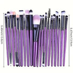 20-Piece Makeup Brush Set | Face & Eye Cosmetics Brushes for Blending, Contouring, Eyebrow, Lip, and More | Soft Synthetic Fiber Beauty Tools