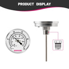GOATACURA Bimetal Thermometer, Full Stainless Steel, 3" Dial Size, 4" Stem, 1/2" NPT Back Mount, 0-250 Deg F/-20-120 Deg C, 1% Accuracy