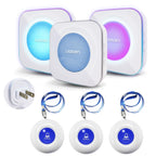 LIOTOIN Wireless Caregiver Pagers Call Button Nurse Alert System Call Bell Call Light Alert Button for Home/Elderly/Patients/Disabled 3 Transmitters 3 Plugin Receivers (600+ft Operating Range)