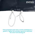 INTEX 28020E Pool Cover: For 8ft Round Easy Set Pools – Includes Rope Tie – Drain Holes – 12in Overhang – Snug Fit