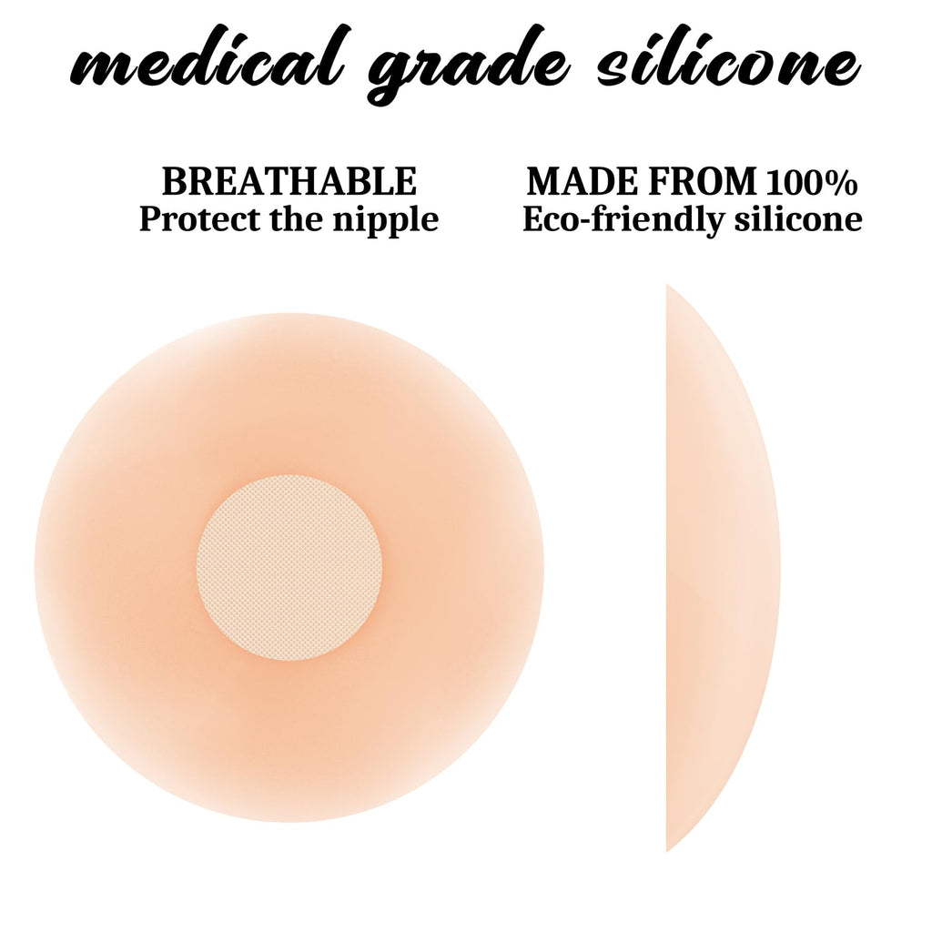 4 Pairs Pasties Women Nipple Covers Reusable Adhesive Silicone Nippleless Covers Bra for Dress Cream (2 Round+2 Flower)