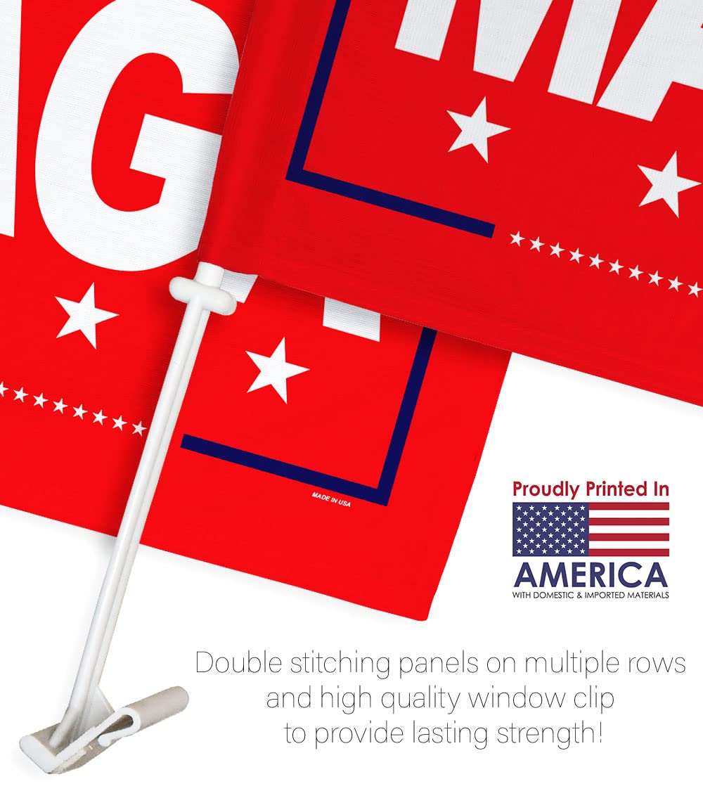 Trump Flag MAGA Make America Great Again Car Flag -Patriotic Vote President Democrat Republican Tea Party United State American Election - House Decoration Banner Small Garden Yard Gift Made in USA 12 X 18