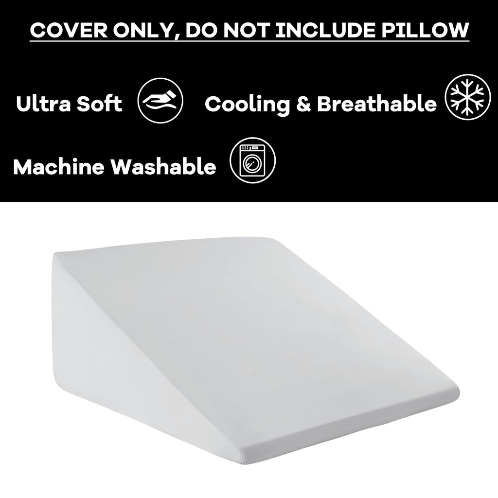 HOMBYS Cooling Bed Wedge Pillow Cover Q-max 0.4 Cool Pillowcases Super Soft & Skin-Friendly with Zipper Design, Removable & Machine Washable Pillowcase, (Light Grey, 25"x25"x8")
