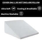 HOMBYS Cooling Bed Wedge Pillow Cover Q-max 0.4 Cool Pillowcases Super Soft & Skin-Friendly with Zipper Design, Removable & Machine Washable Pillowcase, (Light Grey, 25"x25"x8")