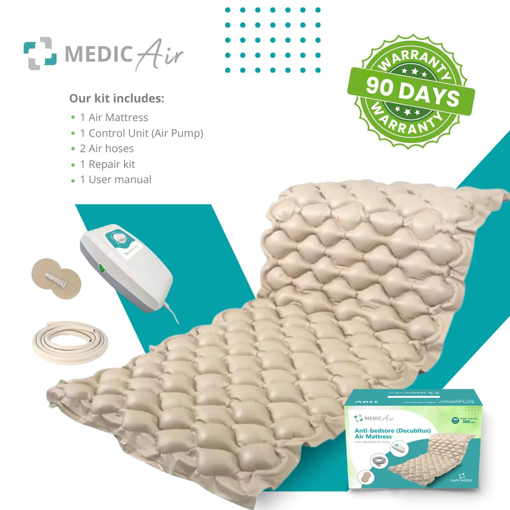 Safe Medic Alternating Air Pressure Mattress Pad, Bed Sore Prevention, with Quiet Pump Waterproof, Bedsore Mattress Relief, Hospital Mattress Top, Bubble Bed, colchón antiescaras para ancianos