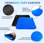 Gel Seat Cushion for Long Sitting Pressure Relief (Super Large & Thick) - Non-Slip Gel Chair Cushion for Back,Sciatica,Tailbone Pain Relief - Seat Cushion for Office Desk Chair,Car Seat,Wheelchair
