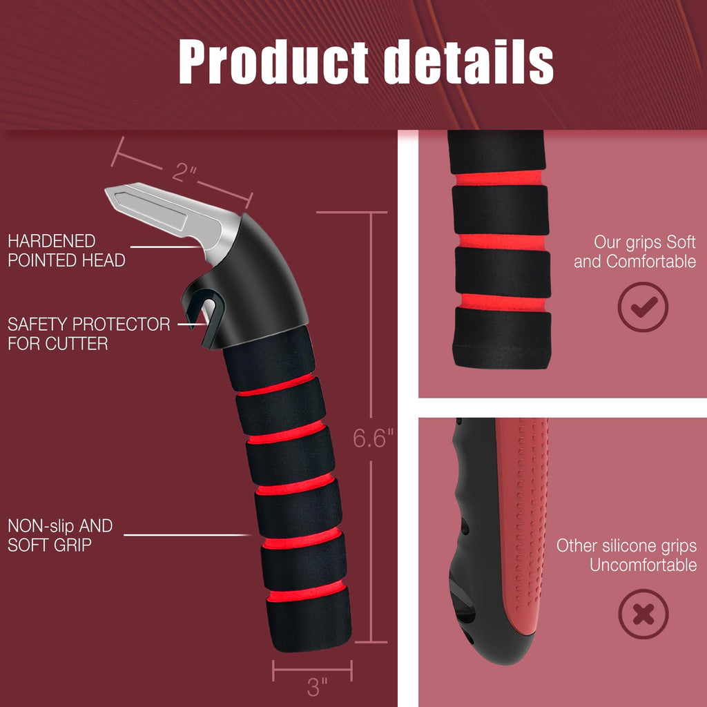 KOUNATSURI Car Door Handle for Elderly Car Handle Assist Support Handle Multifunction Handle Car Door Latch Handle for Seniors and Handicapped Red
