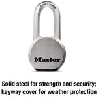Master Lock Magnum Heavy Duty Solid Steel Silver Padlock with Key, Cut Resistant Gate Locks for Outdoor Fence or Shed, 14/32 x 2 x 15/16 Inches, M930XKADLH