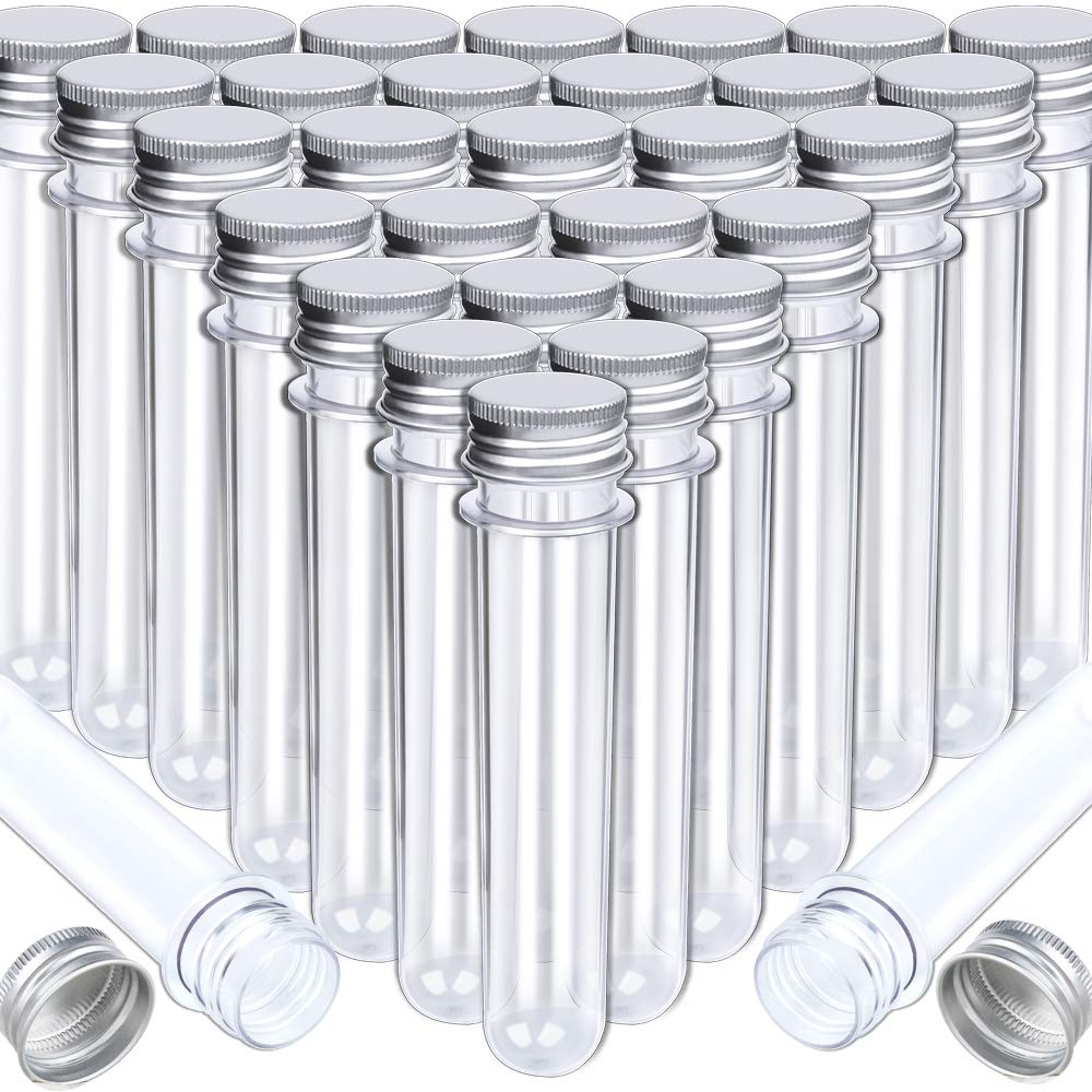 HNYYZL Bestsupplier 30 Pack Science Party Test Tubes 45 ml 25x140mm,Clear Plastic Test Tubes Gumball Candy Tubes, Bath Salt Vials Christmas Birthday Gifts